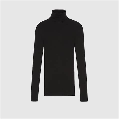 schwarzer rollkragenpullover gucci|Gucci Rollkragenpullover aus feinem, geripptem Wollstrick.